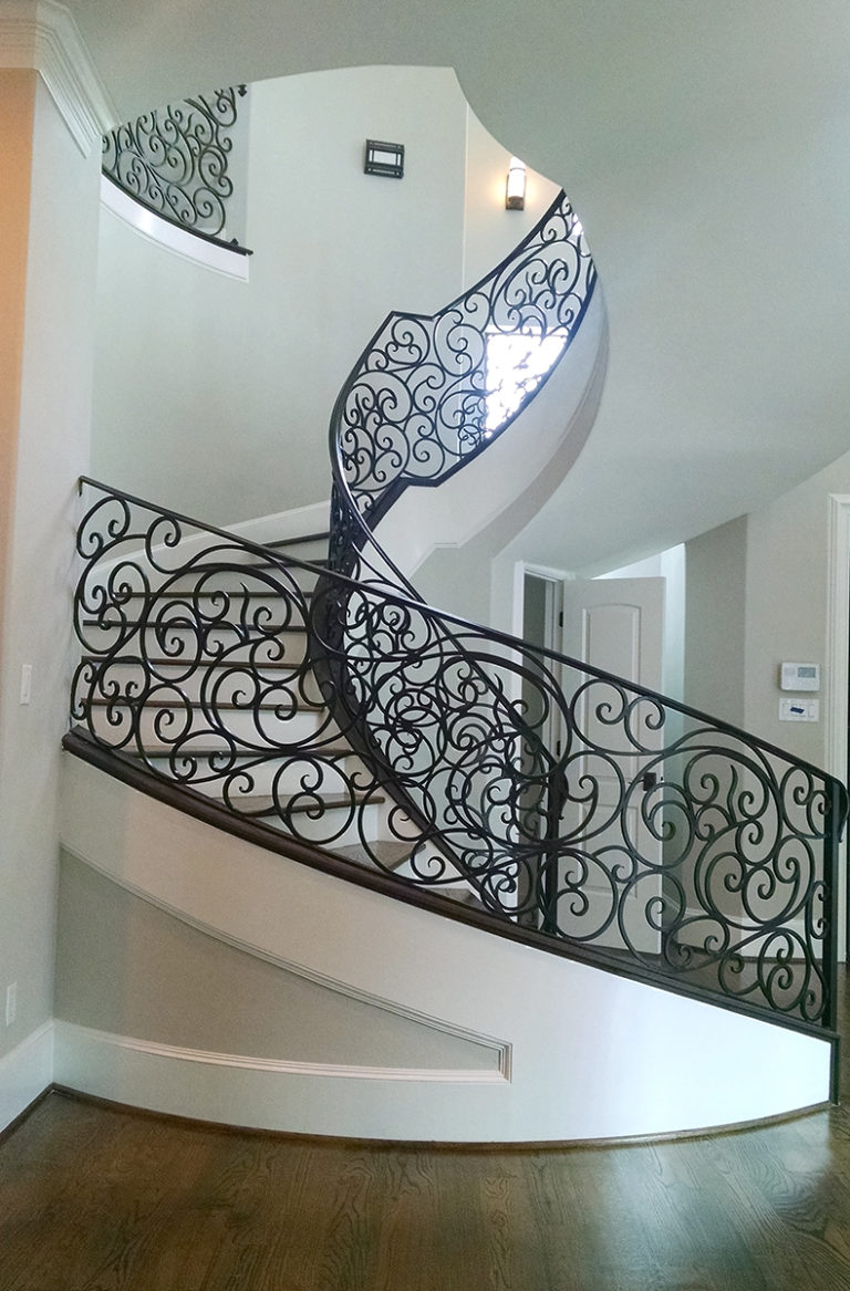 Custom ornate iron railing by Ironwood Connection