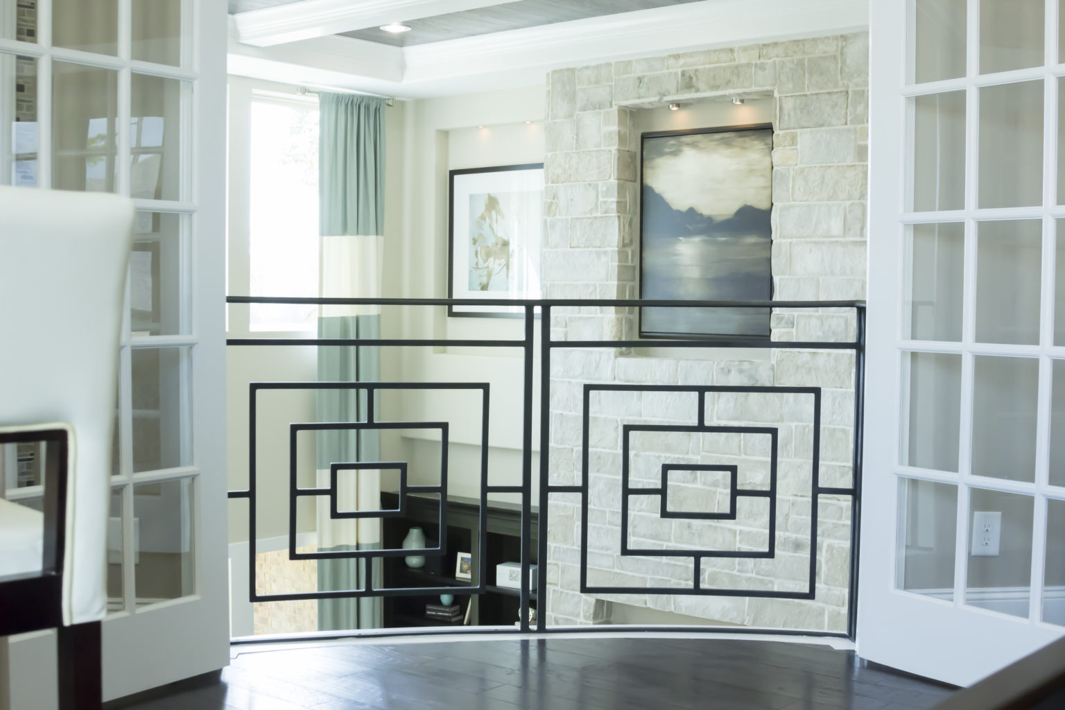 Custom geometric iron railing