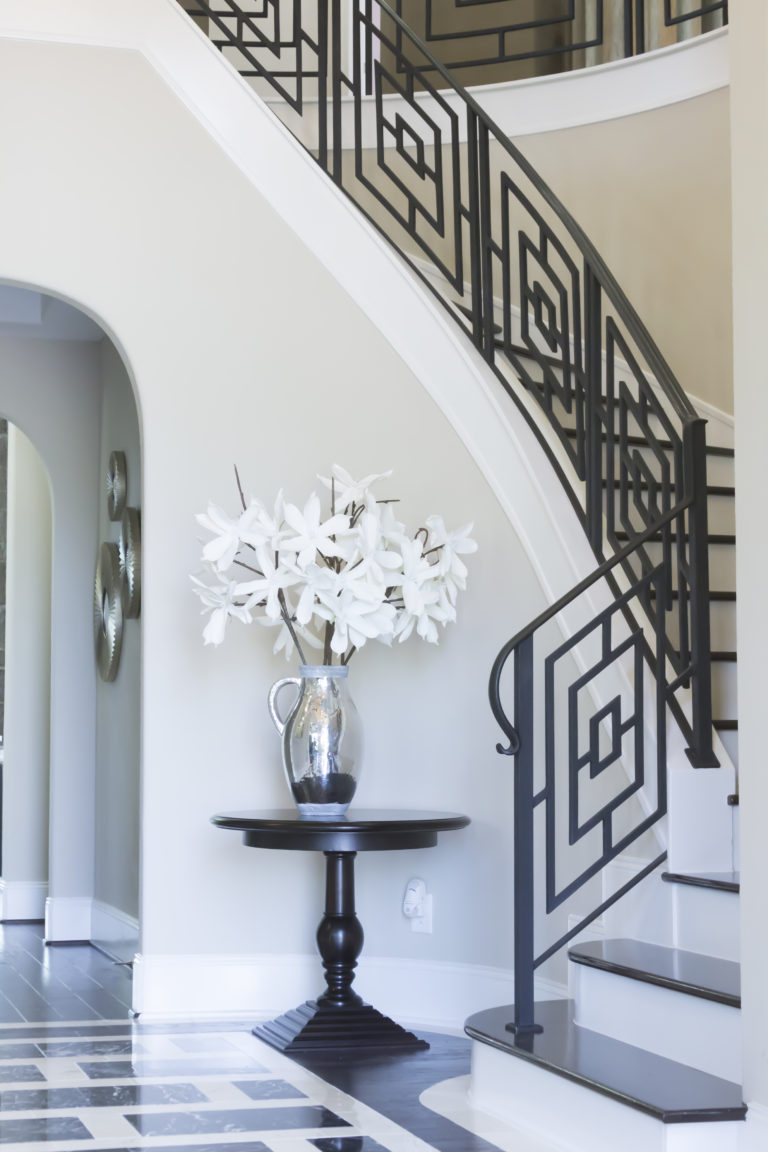 Custom geometric iron railing by Ironwood Connection