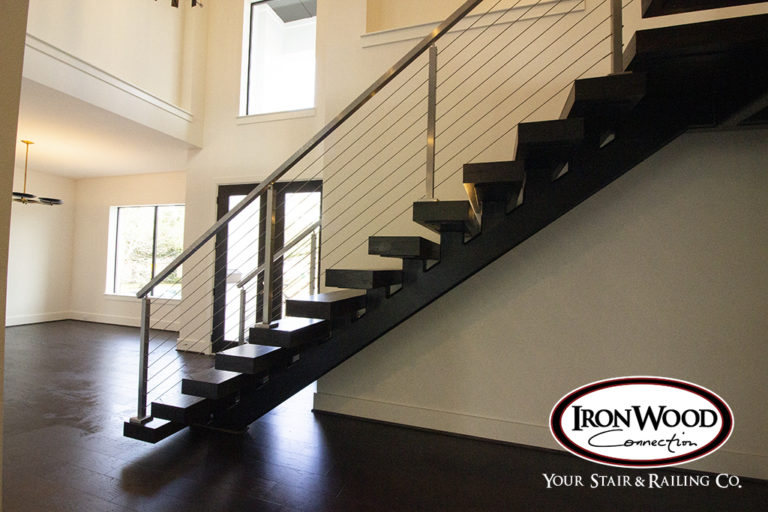 Floating staircase by Ironwood Connection