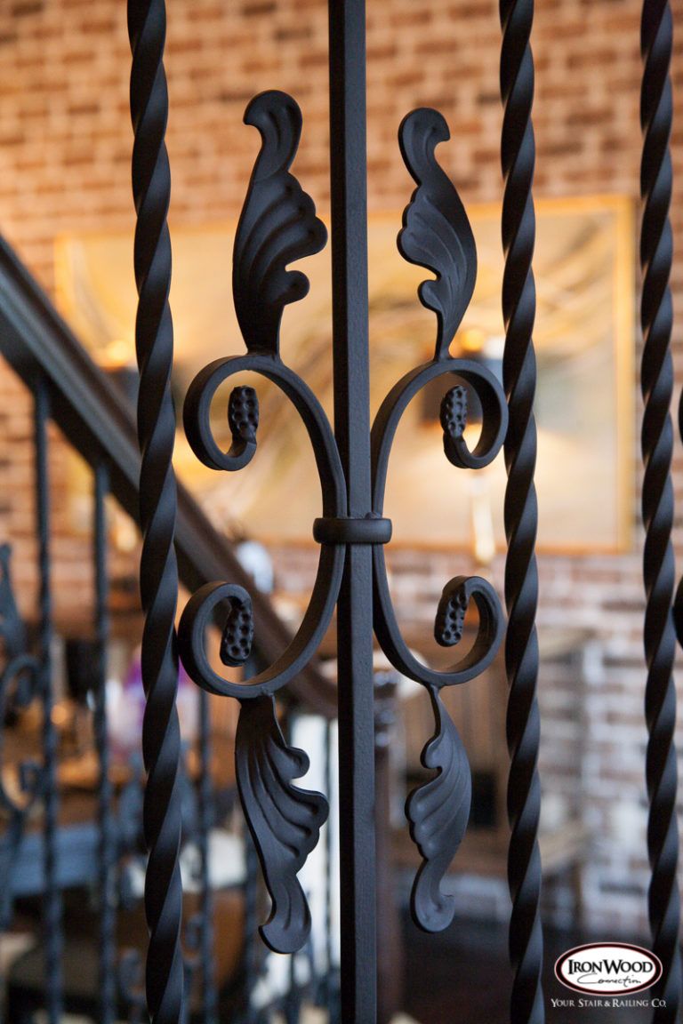 Custom ornate iron railing by Ironwood Connection