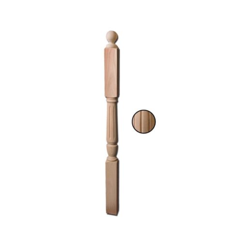 4475 Fluted Landing Newel – Red Oak