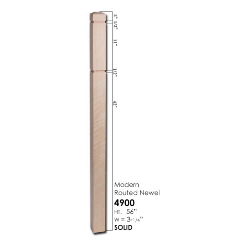 4900 - 3-1/4" Modern Routed Newel - Small