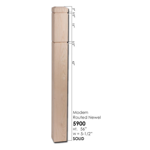 5900 - 5-1/2" Modern Routed Newel - Large