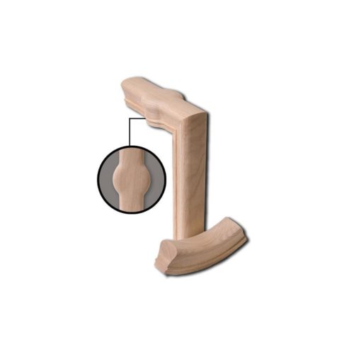 7288-2 2 Rise Straight Gooseneck with Cap Wood Handrail Fitting