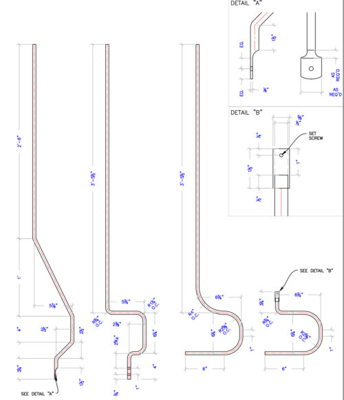 HFSTB16.6.16 – Angular Wall Mount Iron Baluster - Image 4